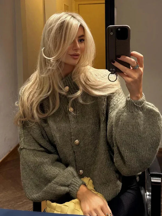 limunia® | Cardigan Chic à Boutons Dorés